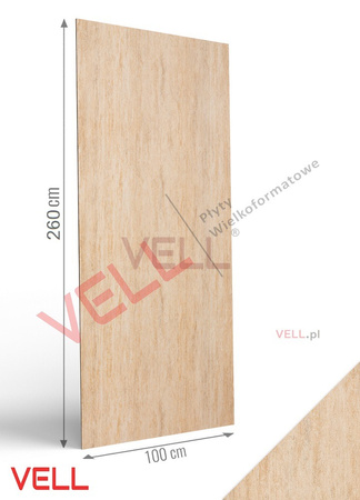 Płyta ścienna PCV VELL trawertyn beżowy mat 260x100 cm