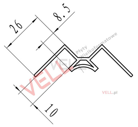 Listwa narożna wewnętrzna srebrna/chrom PCV 260cm 