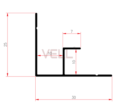 Listwa narożna wewnętrzna 90 ° czarna ALU 260cm