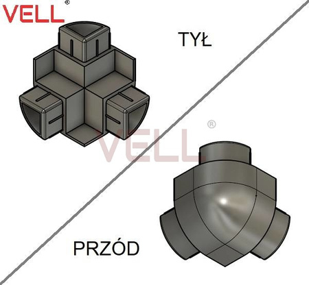 Łącznik PCV szary do profilu zew. ALU 3x10mm