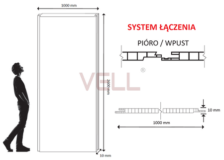 Płyta ścienna PCV VELL marmur biały 260x100cm