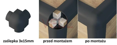 Profil narożny zewnętrzny meblowy czarny ALU 3m/15mm