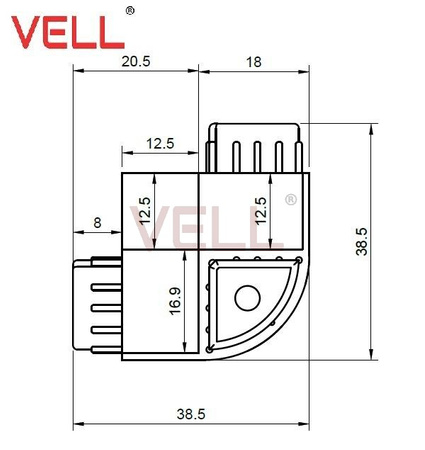 Łącznik PCV czarna do profilu meblowego ALU 3x15mm