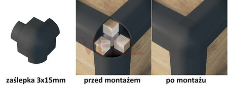 Profil narożny zewnętrzny meblowy ALU 6m/15mm